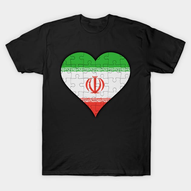 Iranian Jigsaw Puzzle Heart Design - Gift for Iranian Persian With Iran Roots T-Shirt by Country Flags